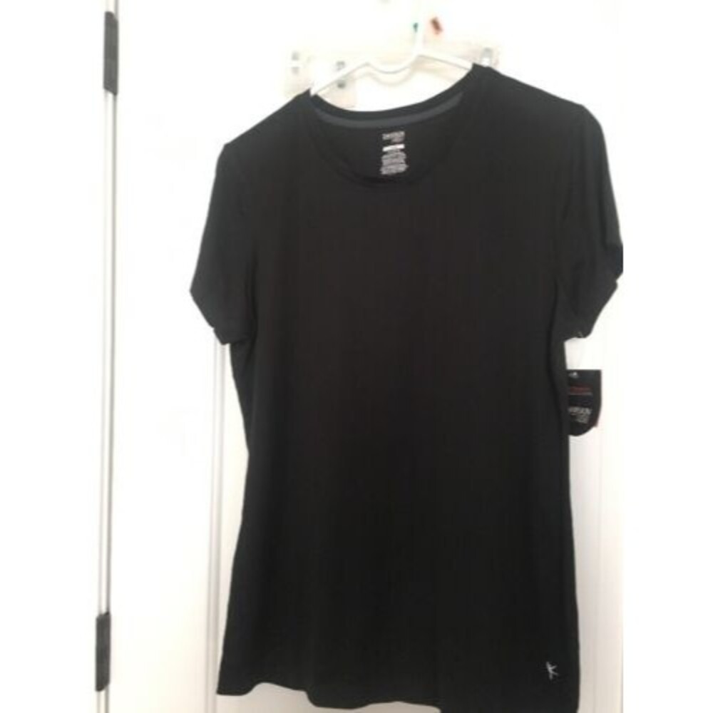 Danskin Now Dri More Women's T-Shirt Black Crew Neck Size L 12-14